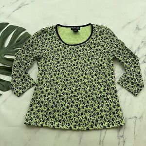 Style & Co Womens Vintage Y2k Lace Cropped Top Size S Petite Green Black Scoop